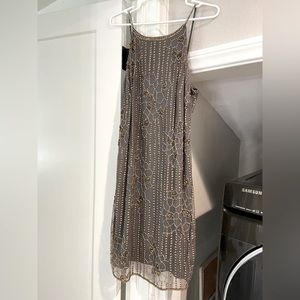 Phoebe - grey sheer dress with gold sequins